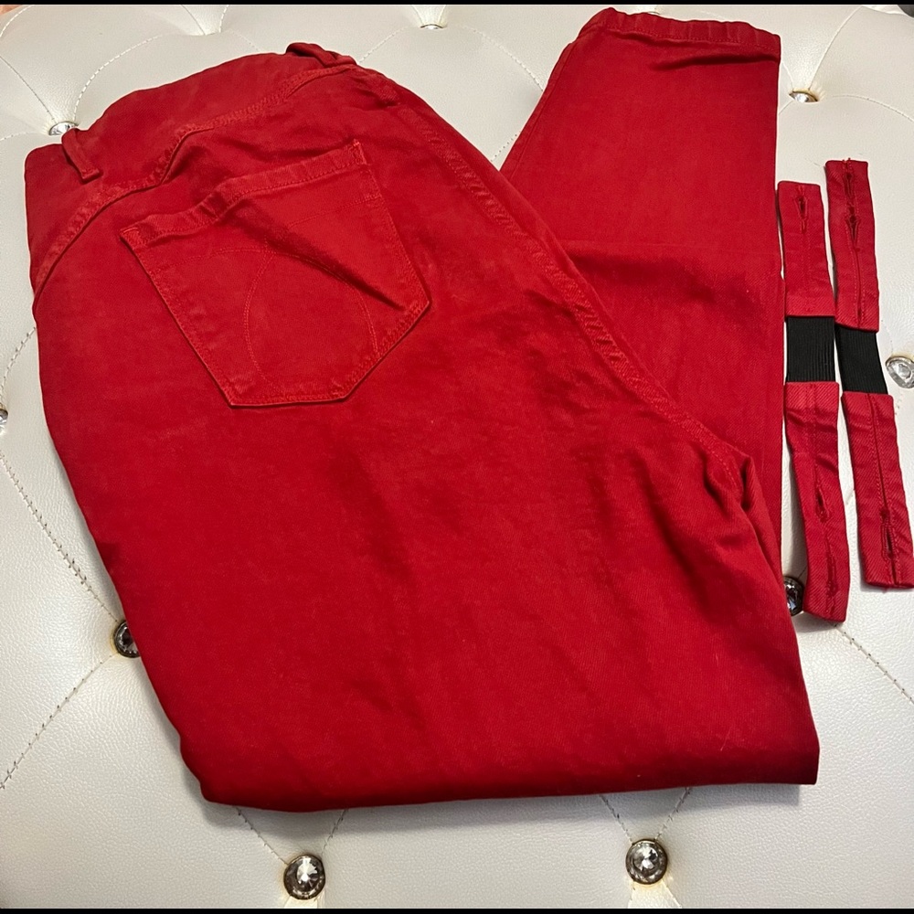 YSJ Queen Collection Red Ankle Skinny Jeans Plus Size 16W - Picture 2 of 11